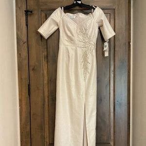 NWT Champagne Teri Jon long, formal dress, size 2